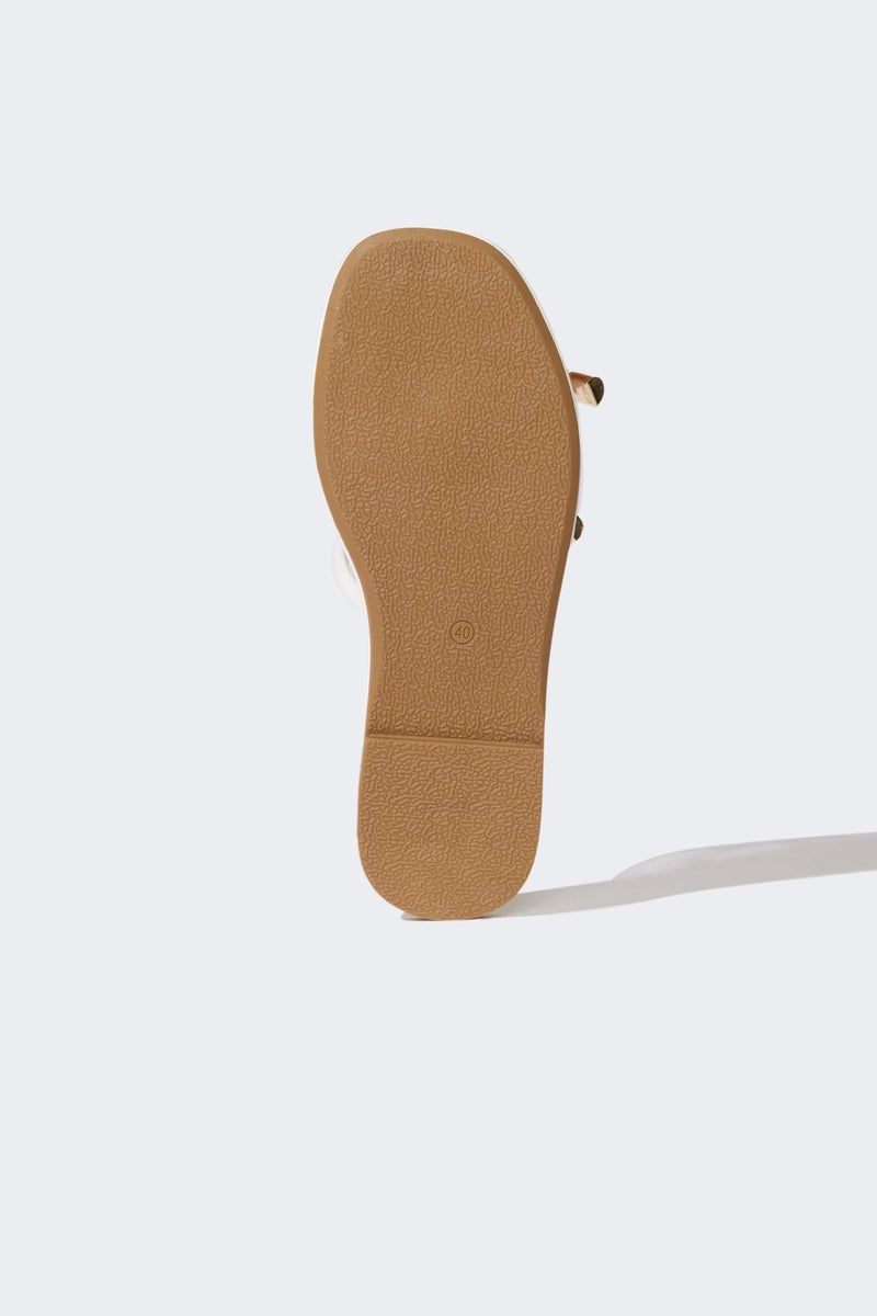 DeFacto White Woman Woman Flat Base Faux Leather Slippers Casual - Image 5