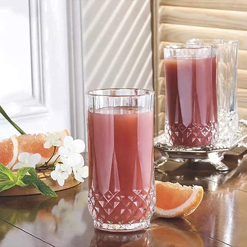 TIENER Italian Premium Crystal Cut WaterMilk Glasses Juice Glass Transparent Long Glass Highball Glasses Pack of 6 250 ML Transpharant - Image 3