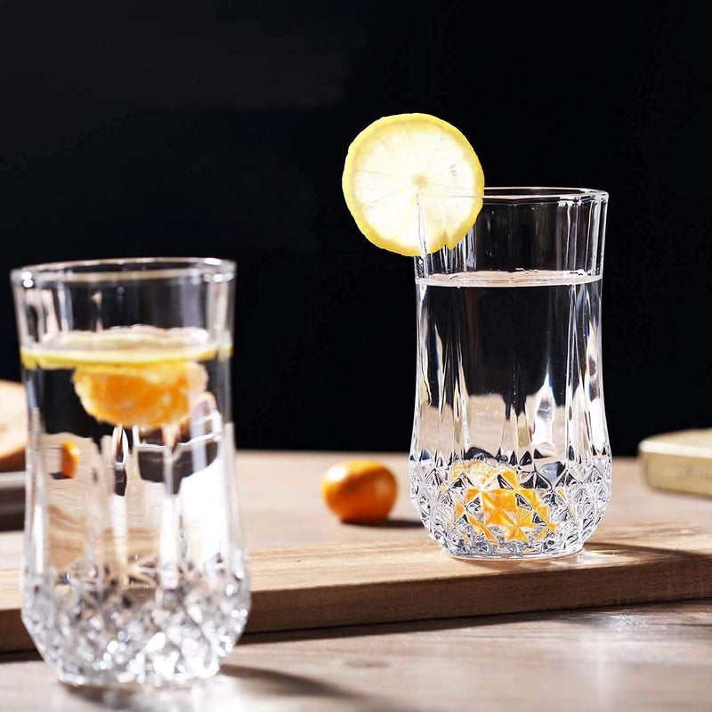 TIENER Italian Premium Crystal Cut WaterMilk Glasses Juice Glass Transparent Long Glass Highball Glasses Pack of 6 250 ML Transpharant - Image 4