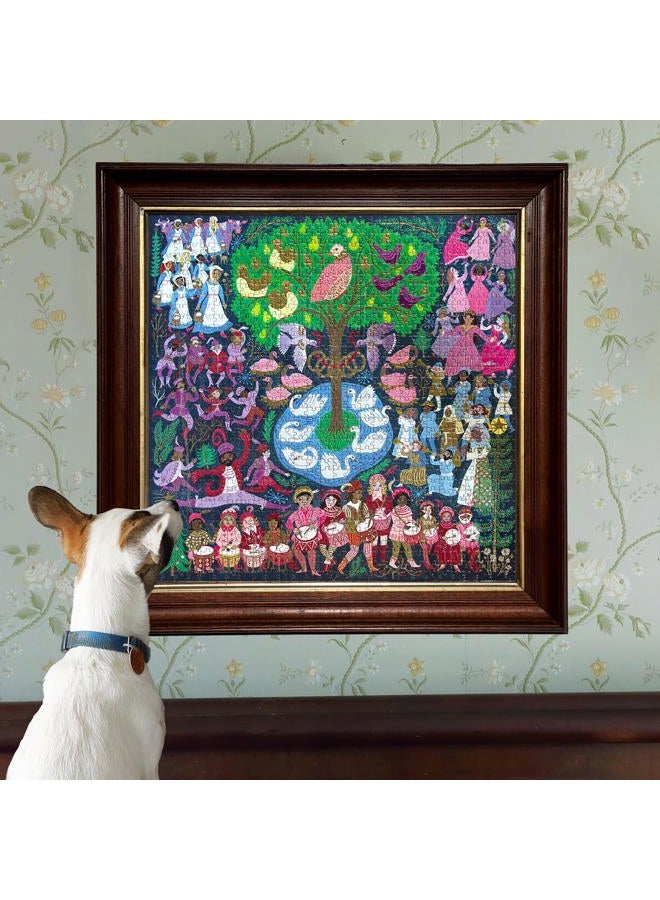 eeboo Piece & Love: 12 Days of Christmas - 1000 Piece Puzzle - Square Adult Holiday Jigsaw, 23x23, Includes Image Insert, Pieces - Image 5