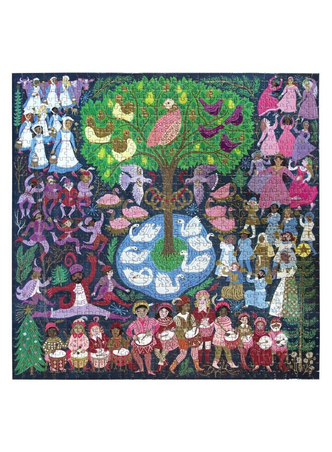 eeboo Piece & Love: 12 Days of Christmas - 1000 Piece Puzzle - Square Adult Holiday Jigsaw, 23x23, Includes Image Insert, Pieces - Image 2