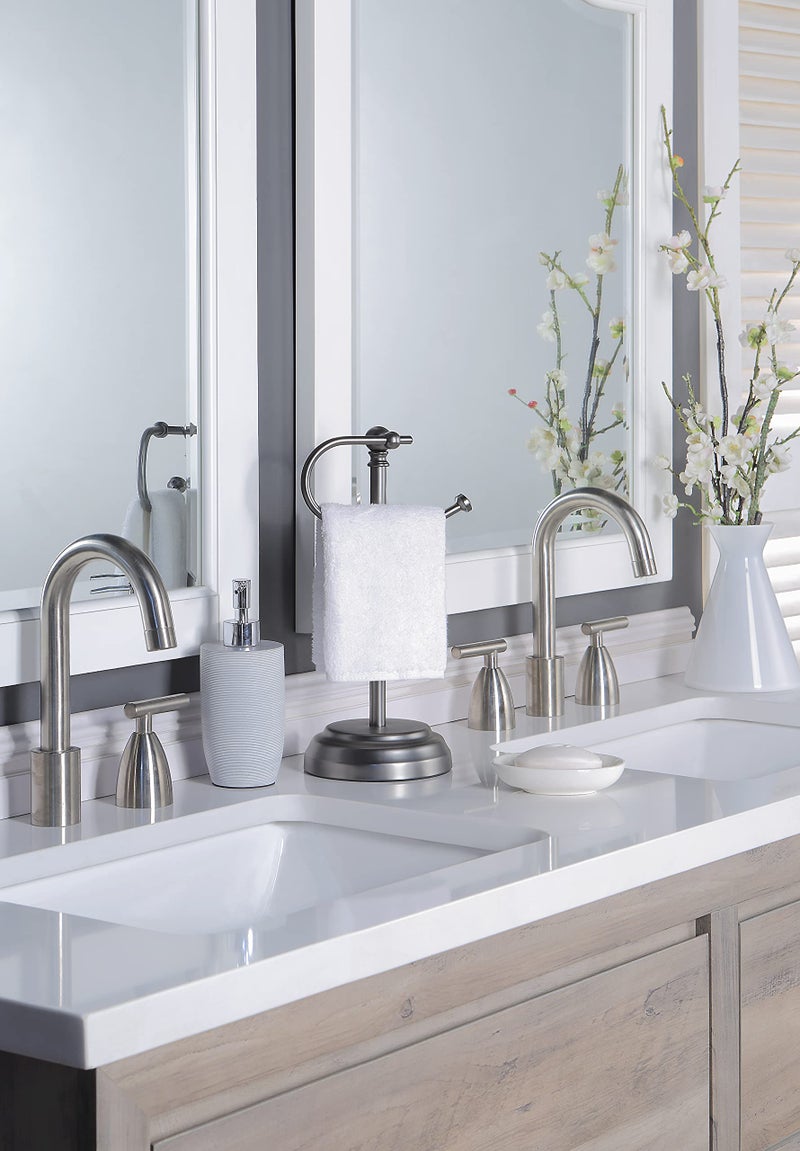 SunnyPoint Heavy Weight Classic Decorative Metal Fingertip Towel Holder Stand for Bathroom, Kitchen, Vanity and Countertops. (Black Nickel, Overall: 6.7" x 5.5"x13.4"H) - Image 3