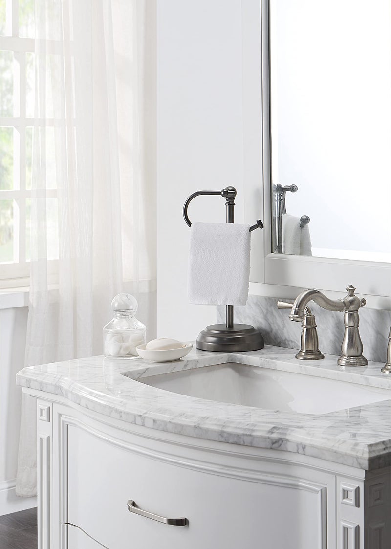 SunnyPoint Heavy Weight Classic Decorative Metal Fingertip Towel Holder Stand for Bathroom, Kitchen, Vanity and Countertops. (Black Nickel, Overall: 6.7" x 5.5"x13.4"H) - Image 2