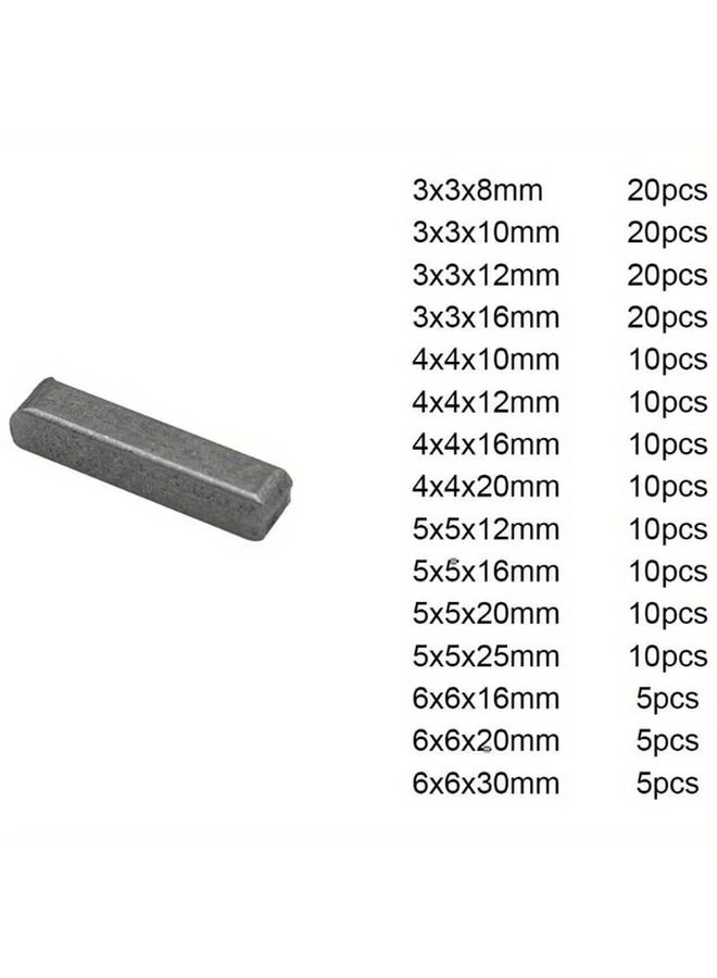 175 Piece Stainless Steel Round Ended Feather Key Assortment 3mm 4mm 5mm 6mm 15 Size Black Parallel Drive Shaft Keys Set For Fasteners Mechanical Industry - Image 3