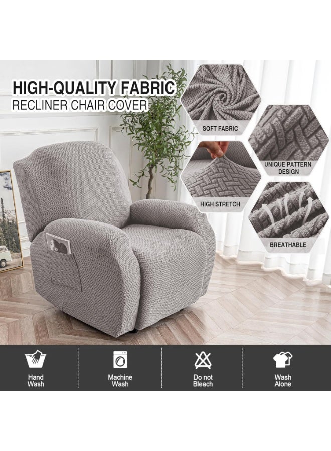Halamine 4pcs/set Jacquard Recliner Chair Slipcover, Protector For Recliners Couch Cover - Image 2
