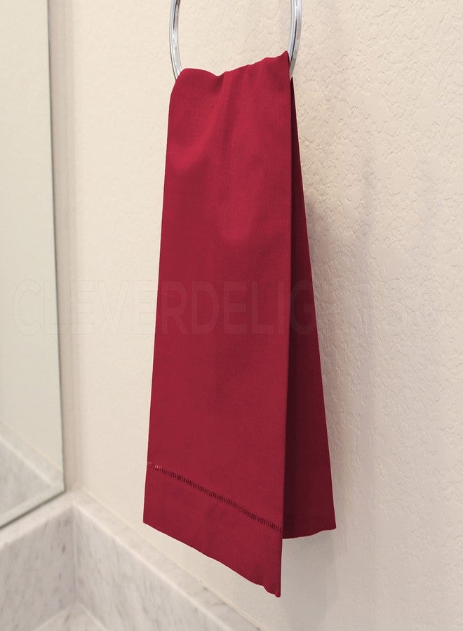 CleverDelights منشفة يد حمراء مخيطة بذكاء - 6 قطع - 14" × 22" - مزيج من الكتان والقطن 55/45 - Image 3