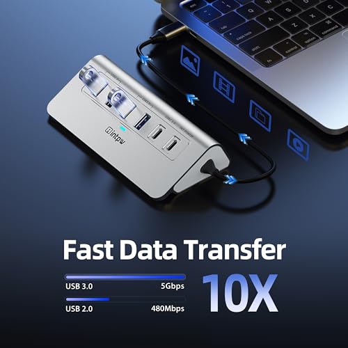 intpw USB C Hub, 10-in-1 USB Docking Station, Aluminum USB to Ethernet Adapter with 4K HDMI, PD 100W, 1Gbps Ethernet, USB-C and 2 USB A 3.0 5Gbps, 2 USB 2.0, SD/TF Slot for MacBook Air/Pro, iPad - Image 5