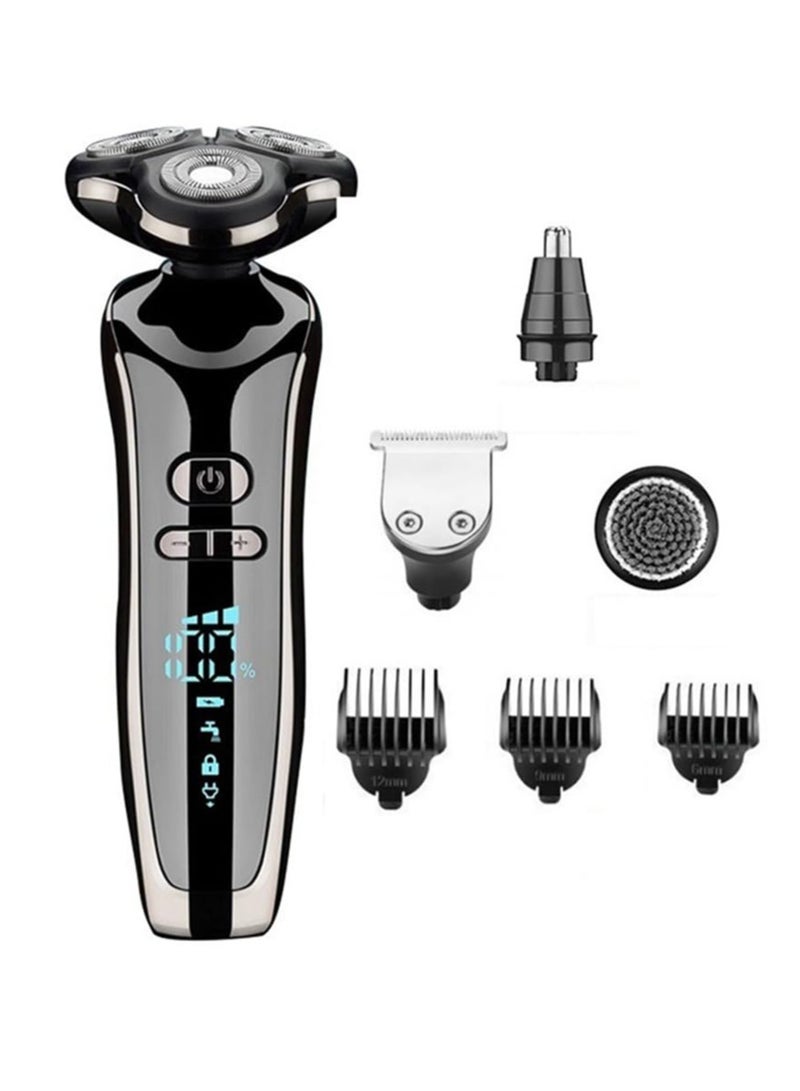 سيوسي ماكينة حلاقة كهربائية للرجال، مجموعة ماكينة حلاقة 4 في 1 للرجال مع ماكينة حلاقة دوارة رباعية الأبعاد، ماكينة قص الشعر، ماكينة تشذيب الأنف، ماكينة تشذيب السوالف وفرشاة تنظيف الوجه - Image 1
