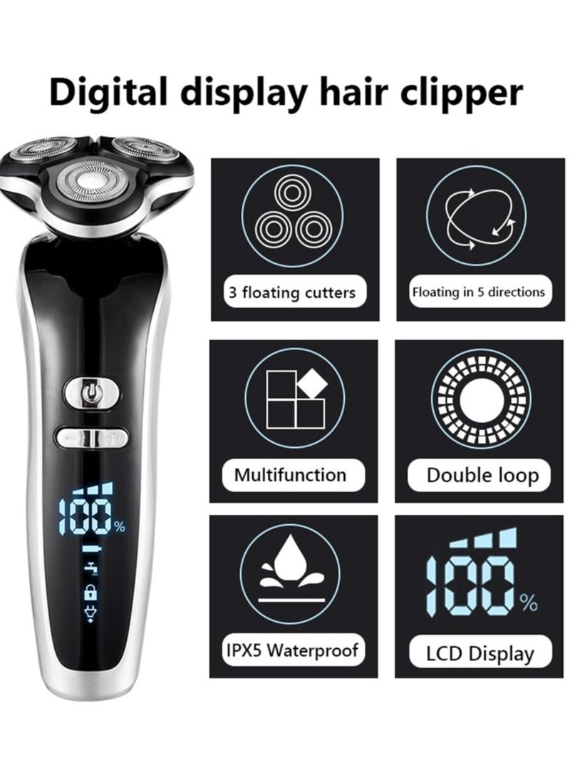سيوسي ماكينة حلاقة كهربائية للرجال، مجموعة ماكينة حلاقة 4 في 1 للرجال مع ماكينة حلاقة دوارة رباعية الأبعاد، ماكينة قص الشعر، ماكينة تشذيب الأنف، ماكينة تشذيب السوالف وفرشاة تنظيف الوجه - Image 4