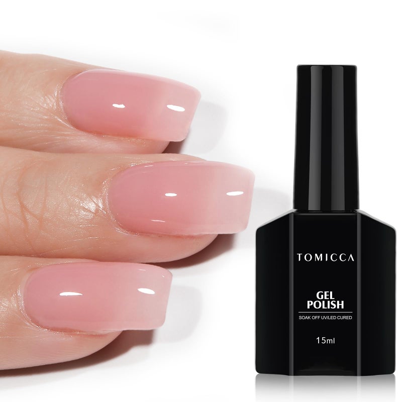 TOMICCA Jelly Pink Gel Nail Polish,15ml Clear Nude Pink Gel Polish,Soak Off Uv Led Cure Neededï¼ŒColor Long Lasting Sheer Translucent Nail Art Manicure French Salon Diy Design Gifts For Woman - Image 1