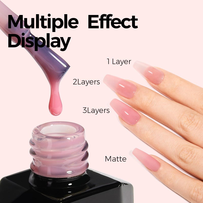 TOMICCA Jelly Pink Gel Nail Polish,15ml Clear Nude Pink Gel Polish,Soak Off Uv Led Cure Neededï¼ŒColor Long Lasting Sheer Translucent Nail Art Manicure French Salon Diy Design Gifts For Woman - Image 4