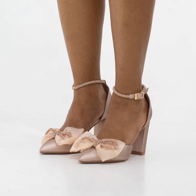Lamaraparis TORI SATIN 9CM HEEL WITH NETTED TRIM COURT SHOE