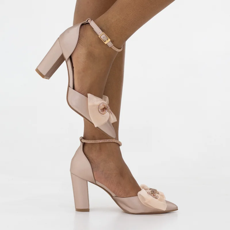 Lamaraparis TORI SATIN 9CM HEEL WITH NETTED TRIM COURT SHOE