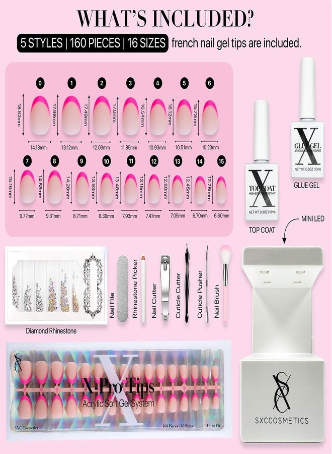 SXC Cosmetics X-Pro Tips French Tip Press On Nails - Bright Pastel Glow in the Dark Series (GLOW118KIT-XS Almond) - Image 4