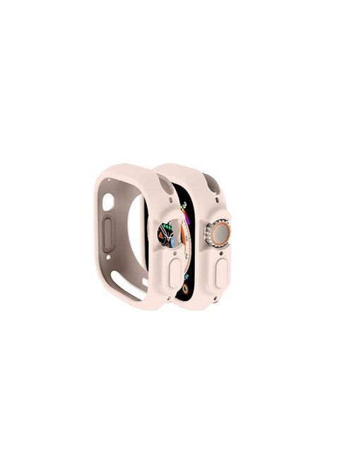 Compatible with Apple Watch Ultra 49 mm case All-Round Shockproof TPU Silicone Protective Cover Bumper Shock-Absorbing Scratch-Resistant Protective case for Apple Watch Ultra 49 mm pink