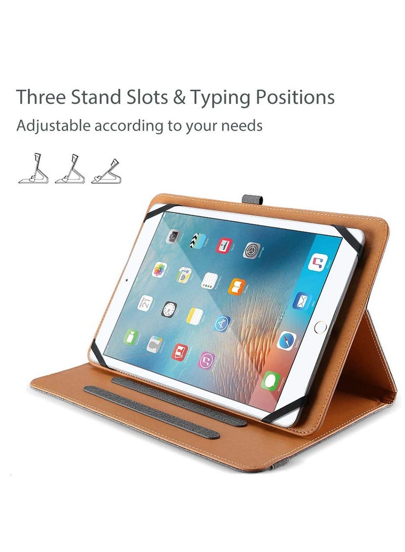 Procases Universal Case for 9 to 10 Inch Tablet Stand Folio Universal Tablet Case Protective Cover With Adjustable Fixing Band and Multiple Viewing Angles Grey - Image 3
