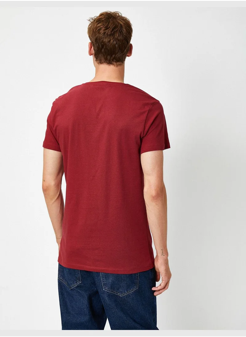 كوتون Short Sleeve V Neck Basic T-Shirt
