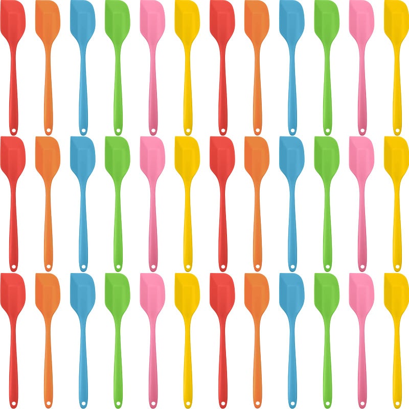 Irenare 36 Pcs Mini Silicone Spatulas Bulk 83 Inch Heat Resistant Scrapers Rubber Spatulas Seamless Design Non Stick Flexible for Kitchen Use Cooking Baking Mixing