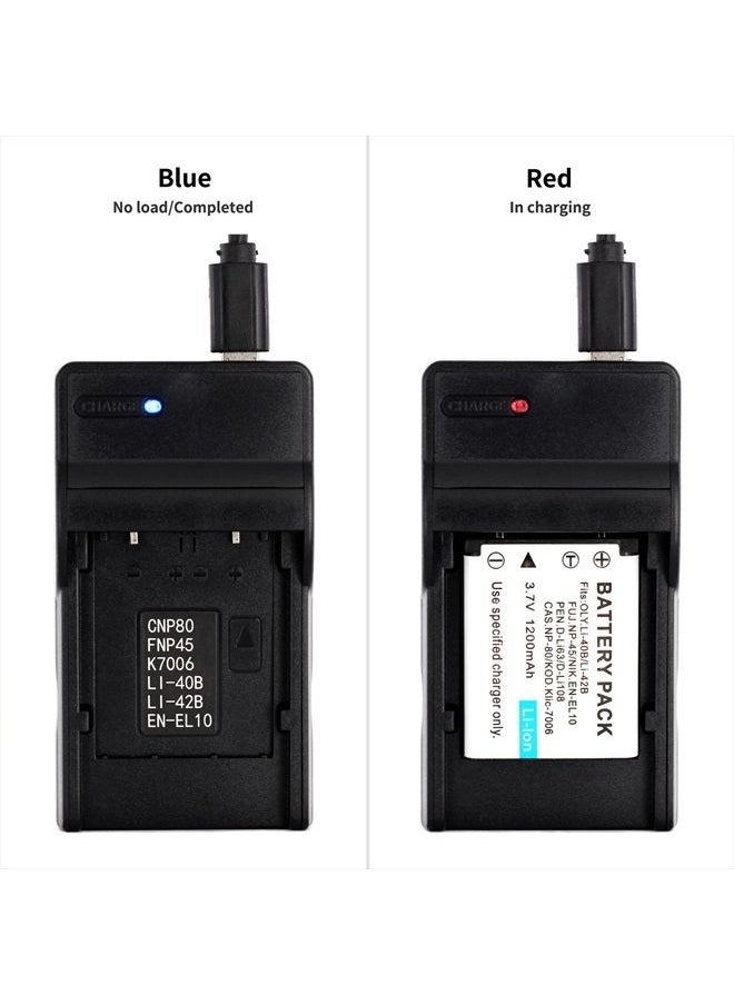 Norifon - NP-80 USB Charger for Casio Exilim EX-G1, Exilim EX-N1, Exilim EX-N2, Exilim EX-S5, Exilim EX-S8, Exilim EX-S9, Exilim EX-Z35, Exilim EX-Z550, Exilim EX-Z800 Camera and More - Image 1