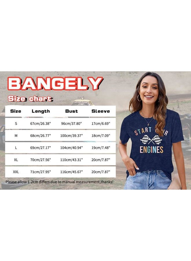 BANGELY Start Your Engines Tshirt Checkered Flag Racing Shirts Raceday Casual Unisex Short Sleeve Tee Tops - Image 5