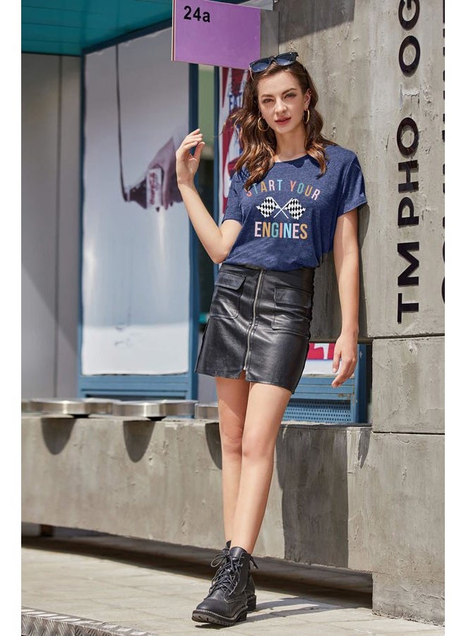 BANGELY Start Your Engines Tshirt Checkered Flag Racing Shirts Raceday Casual Unisex Short Sleeve Tee Tops - Image 4