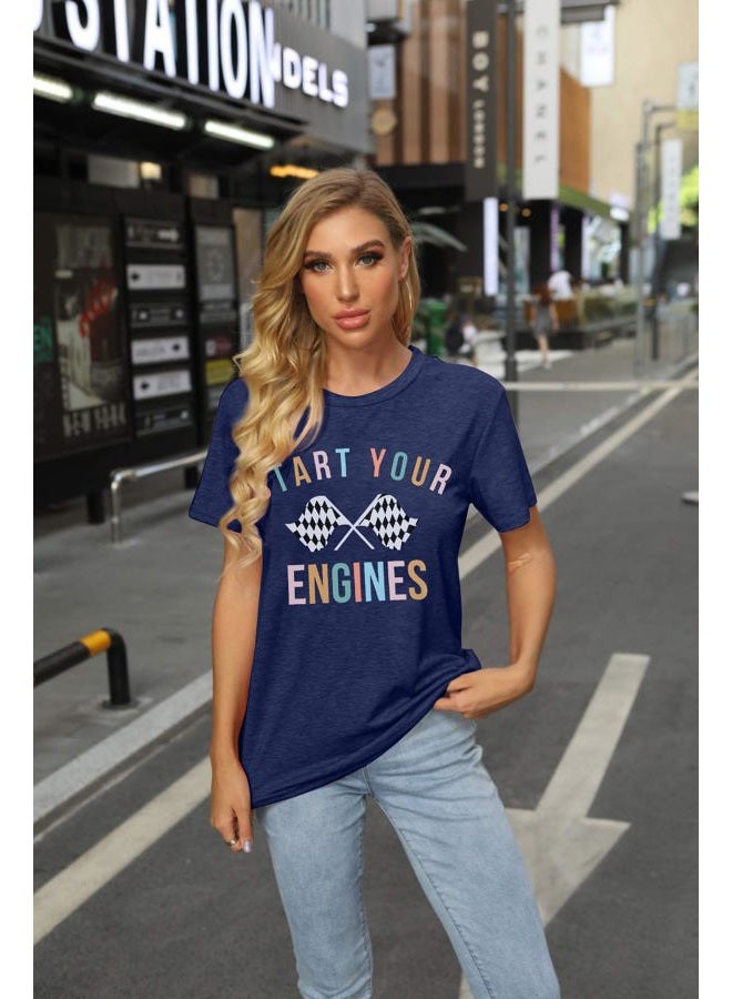BANGELY Start Your Engines Tshirt Checkered Flag Racing Shirts Raceday Casual Unisex Short Sleeve Tee Tops - Image 3