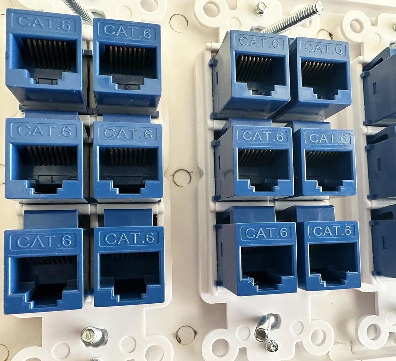 DIYTECH 24 Port Ethernet Wall Plate, Cat 6, 4 Gang, RJ45 Female to Female Keystone Jacks - White - Image 5