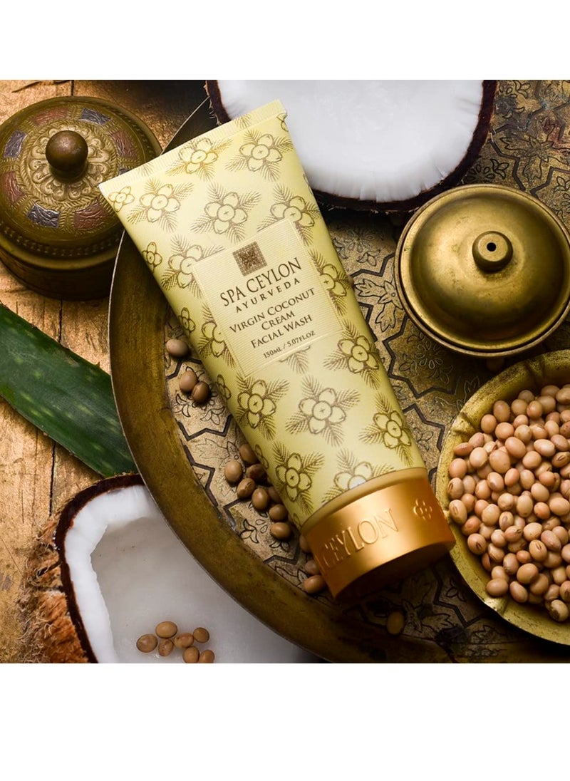 spa ceylon SPA CEYLON VIRGIN COCONUT Cream Facial Wash | Rich & Soft-Foaming | Deep Cleansing | Silicon-Free | 100% Vegetarian | Suitable for all skin types  - Image 3