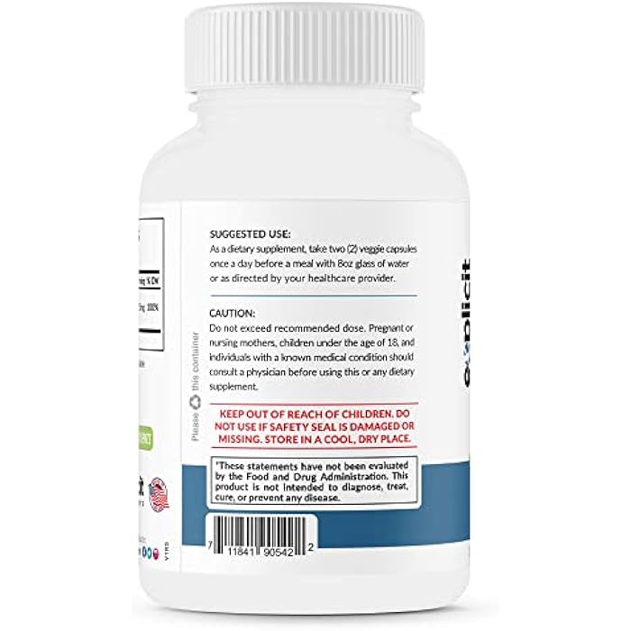 eXplicit Supplements Pure Magnesium Glycinate 425mg, 100% Chelated, 60 Capsules – Made in USA – 1 Month - Image 3