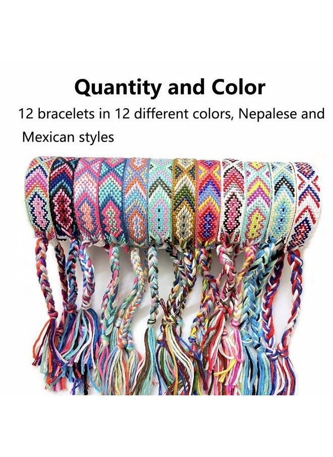 Tangser - Woven Friendship Bracelets Braided Bracelets String Adjustable Nepal Bracelet，Mexico Wave Anklet For Best Friends Kids Women Girls Kids Men Assorted Colorful（12Pcs） - Image 1