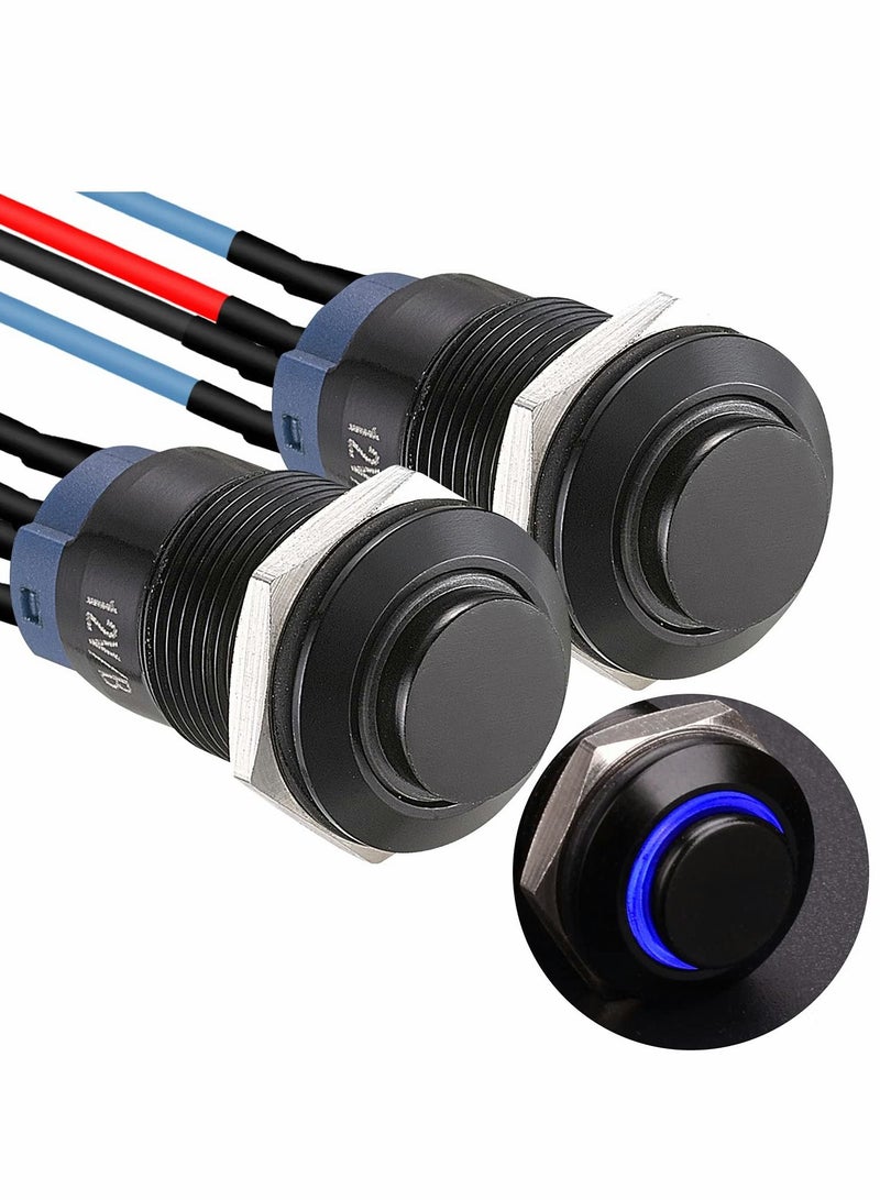 Latching Push Button Switch SPST Pre-Wired 150mm High Round Head Aluminium Alloy 1NO 1 Normally Open with Ring Led Pack - Image 1