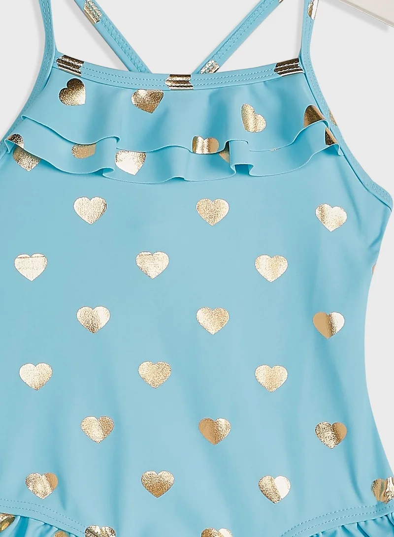 NAME IT Kids Heart Print Swimsuit