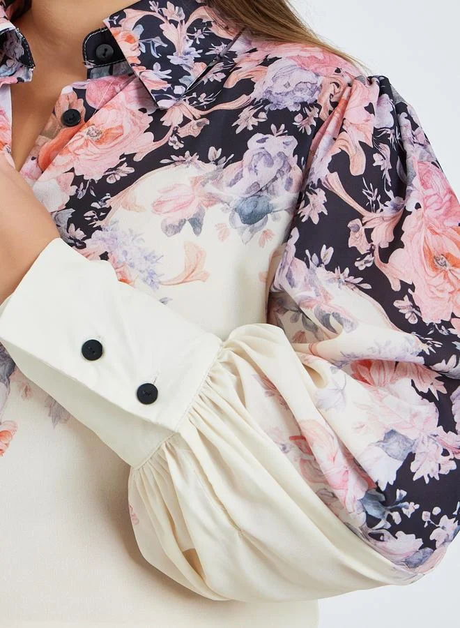 Styli Plus Size Placement Printed Floral Shirt