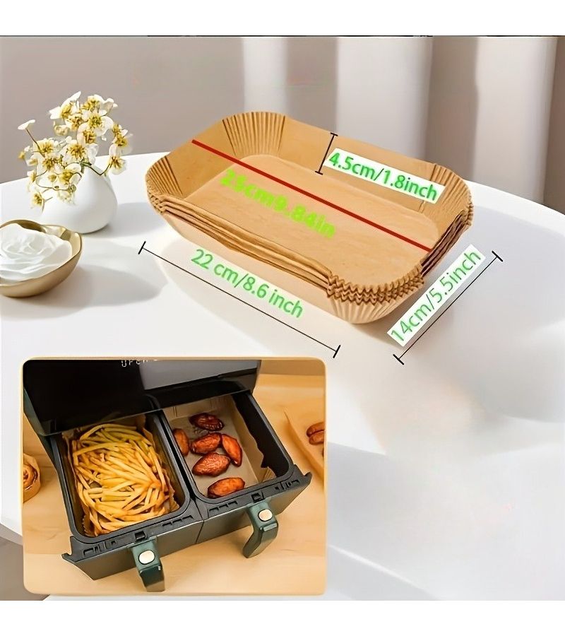 104pcs Pre Cut Air Fryer Liners 8.66x5.51 Inch Non Stick Baking Paper Disposable - Image 4