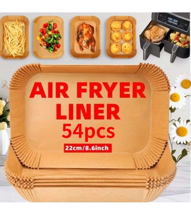104pcs Pre Cut Air Fryer Liners 8.66x5.51 Inch Non Stick Baking Paper Disposable - Image 2