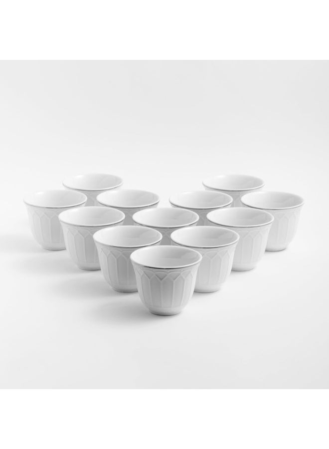 ماستر جولد طقم فناجين قهوة سعودية مكون من 12 قطعة، مصنوعة من البورسلين، سعة 80 مل، بنقوش بارزة | فناجين قهوة مناسبة لتقديم القهوة في مختلف المناسبات والحفلات | أطقم فناجين قهوة للضيافة - Image 1