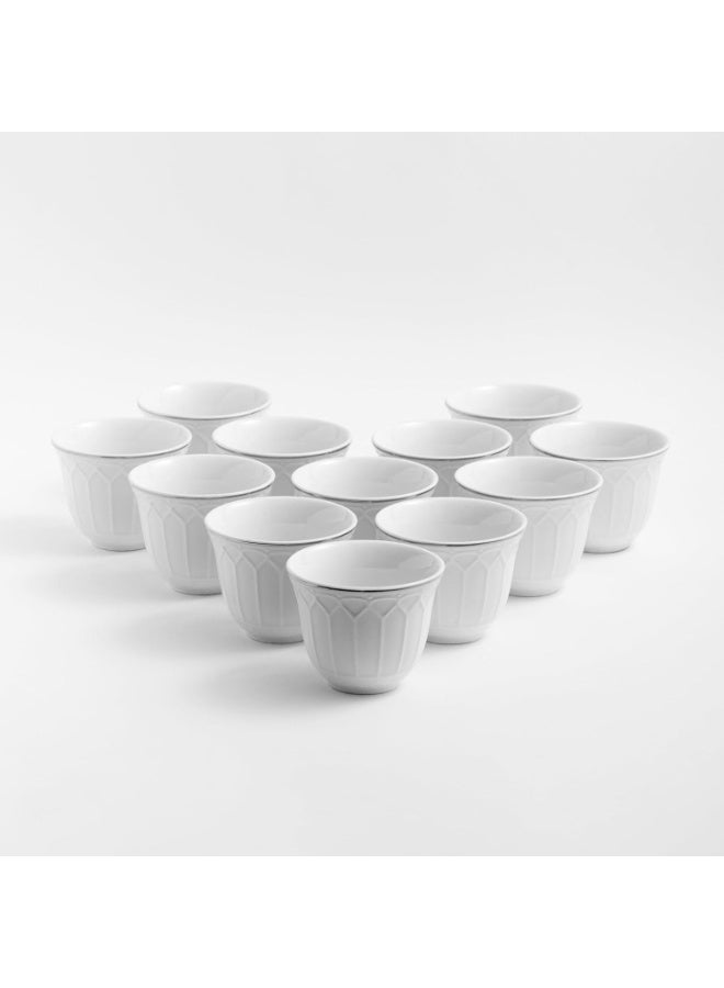 ماستر جولد طقم فناجين قهوة سعودية مكون من 12 قطعة، مصنوعة من البورسلين، سعة 80 مل، بنقوش بارزة | فناجين قهوة مناسبة لتقديم القهوة في مختلف المناسبات والحفلات | أطقم فناجين قهوة للضيافة - Image 5