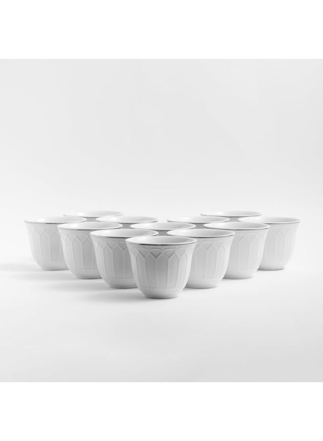 ماستر جولد طقم فناجين قهوة سعودية مكون من 12 قطعة، مصنوعة من البورسلين، سعة 80 مل، بنقوش بارزة | فناجين قهوة مناسبة لتقديم القهوة في مختلف المناسبات والحفلات | أطقم فناجين قهوة للضيافة - Image 4