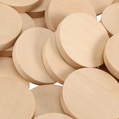 SINJEUN 100 Pack 1.5 Inch Round Wood Coins, Wood Cutout Circles Chips, Natural Wooden Coins Unfinished Small Blank Tokens Wood Discs for Arts Supplies, Hand Crafts, DIY Projects - Image 3