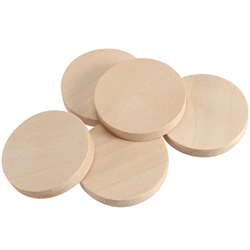 SINJEUN 100 Pack 1.5 Inch Round Wood Coins, Wood Cutout Circles Chips, Natural Wooden Coins Unfinished Small Blank Tokens Wood Discs for Arts Supplies, Hand Crafts, DIY Projects - Image 5