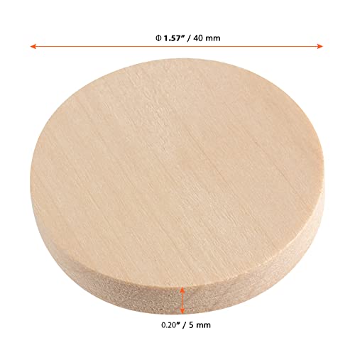 SINJEUN 100 Pack 1.5 Inch Round Wood Coins, Wood Cutout Circles Chips, Natural Wooden Coins Unfinished Small Blank Tokens Wood Discs for Arts Supplies, Hand Crafts, DIY Projects - Image 2