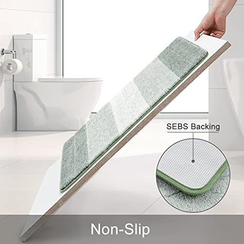 Kmson 3 Pcs Ombre Bathroom Rugs Set with U-Shaped Mat, Non Slip,Quick Drying, Ultra Soft and Water Absorbent Bath Carpet for Bedroom Floor Living Room,Machine Washable,Green - Image 3