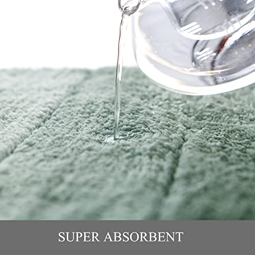 Kmson 3 Pcs Ombre Bathroom Rugs Set with U-Shaped Mat, Non Slip,Quick Drying, Ultra Soft and Water Absorbent Bath Carpet for Bedroom Floor Living Room,Machine Washable,Green - Image 5