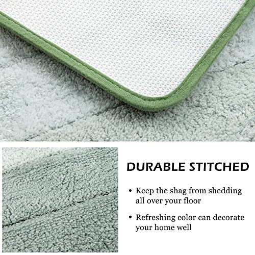 Kmson 3 Pcs Ombre Bathroom Rugs Set with U-Shaped Mat, Non Slip,Quick Drying, Ultra Soft and Water Absorbent Bath Carpet for Bedroom Floor Living Room,Machine Washable,Green - Image 2