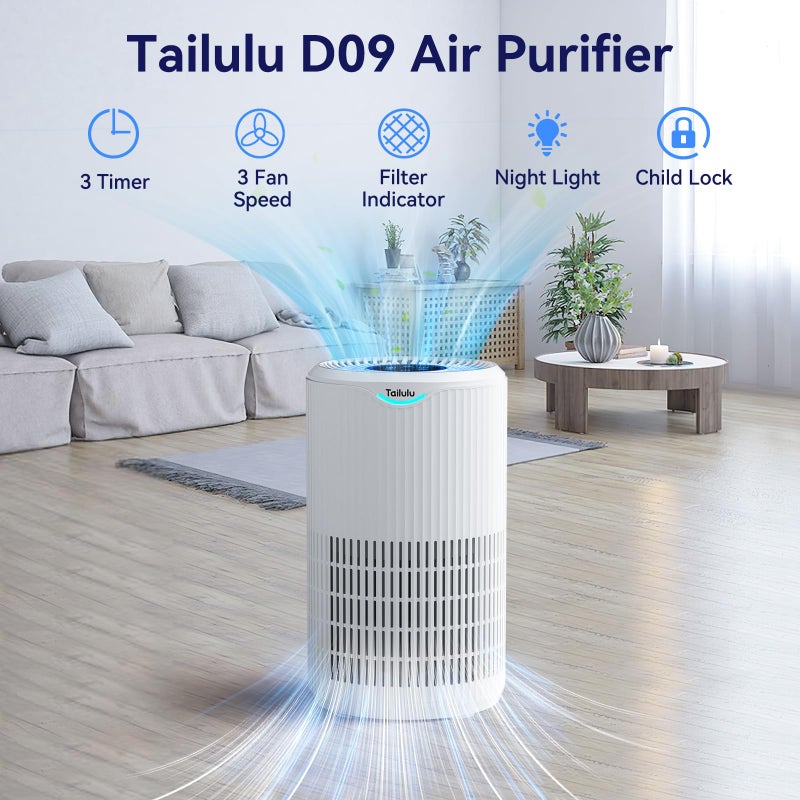 Tailulu Air Purifiers for Home Large Room Up to 1680 FtÂ², Tailulu H13 HEPA Air Filter Cleaner, 360Â° Air Intake & Outlet,Smoke Dust Pollen,15dB Sleep Mode Air Purifiers for Bedroom Living Room, Kitchen, Office - Image 2