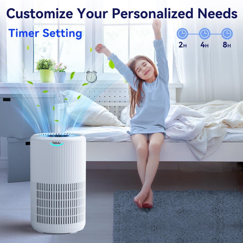 Tailulu Air Purifiers for Home Large Room Up to 1680 FtÂ², Tailulu H13 HEPA Air Filter Cleaner, 360Â° Air Intake & Outlet,Smoke Dust Pollen,15dB Sleep Mode Air Purifiers for Bedroom Living Room, Kitchen, Office - Image 4