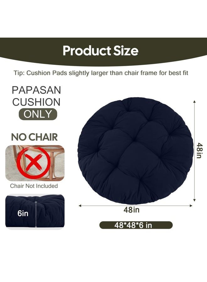 idee-home Papasan Chair Cushion, Circle Papasan Chair Cushion with Corduroy Cover (Without Chair) for Bowl Chair, 48 X 48 Inch, Navy - Image 2
