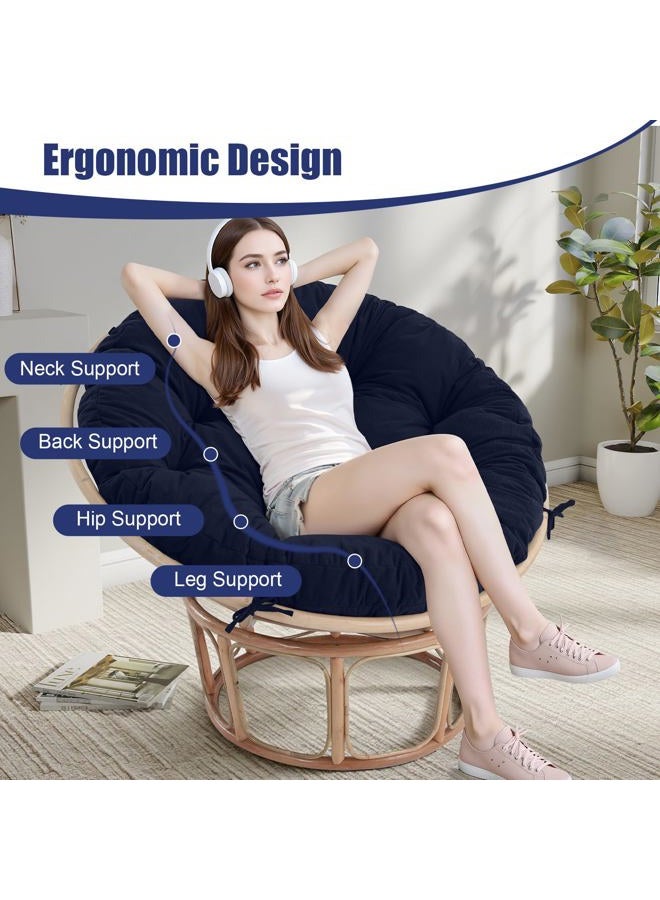 idee-home Papasan Chair Cushion, Circle Papasan Chair Cushion with Corduroy Cover (Without Chair) for Bowl Chair, 48 X 48 Inch, Navy - Image 4