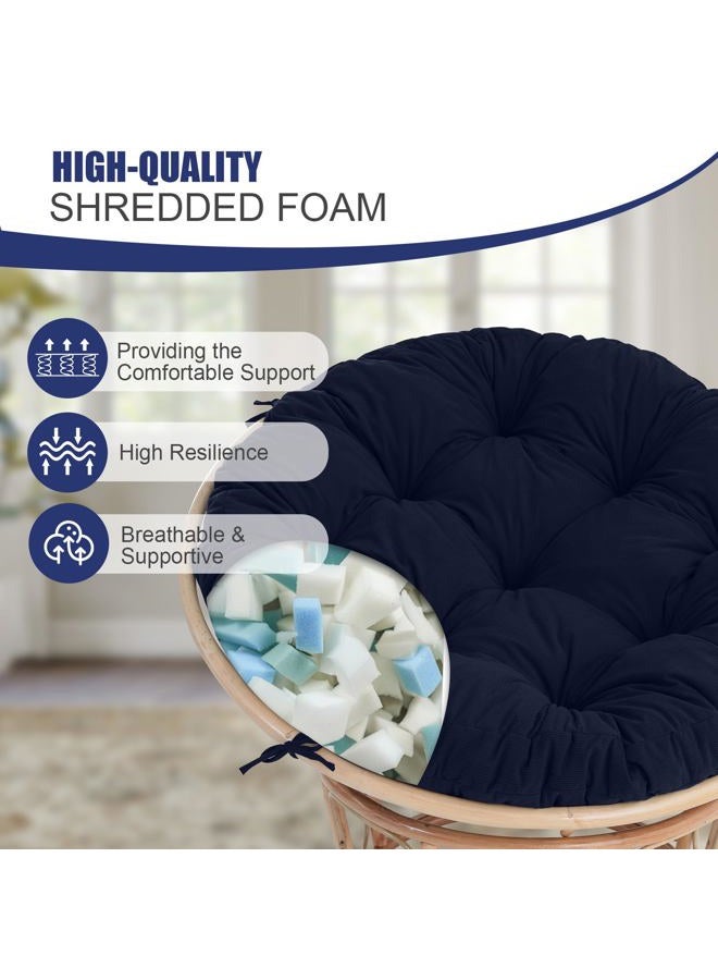 idee-home Papasan Chair Cushion, Circle Papasan Chair Cushion with Corduroy Cover (Without Chair) for Bowl Chair, 48 X 48 Inch, Navy - Image 3