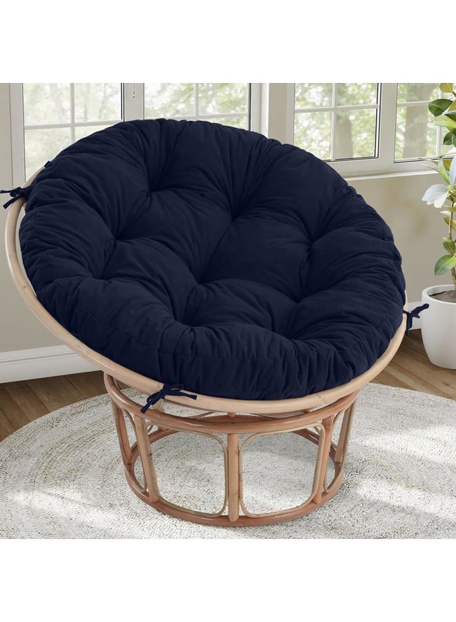 idee-home Papasan Chair Cushion, Circle Papasan Chair Cushion with Corduroy Cover (Without Chair) for Bowl Chair, 48 X 48 Inch, Navy - Image 1